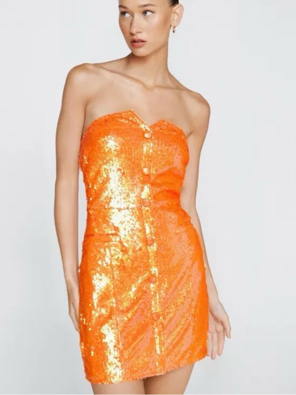 Nasty Gal Fabulous Strapless Tangerine Sequin Mini Dress NWT Size 8